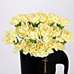 20 Yellow Carnations & Black Forest Cake