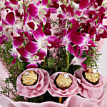 Chocolaty Orchids Bouquet & Chocolate Cake