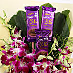 Dairy Milk Orchids With Personalised Cushion