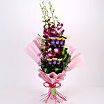 Personalised Cushion Purple Orchids Posy