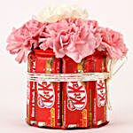 Carnations & Kit Kat Glass Arrangement