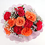 Pink Carnations & Orange Roses Bouquet