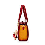 LaFille Teddy Keychain Handbag Set- Maroon