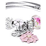 Silver Toned Floral Charm Bracelet