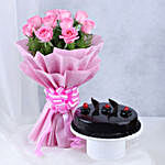 Pink Roses 10 with Cake