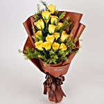 Bright 15 Yellow Roses Bunch