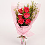 Pristine 6 Pink Roses Bouquet