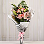 Roses & Lilies Striped Bouquet