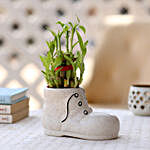 3 Layer Bamboo In Shoe Shaped Ceramic Pot