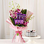 Bunch Of Orchids & Black Forest Cake Combo