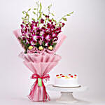 Chocolaty Orchids Bouquet & Pineapple Cake