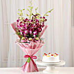 Chocolaty Orchids Bouquet & Pineapple Cake