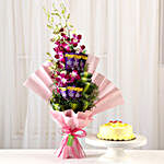 Purple Orchids Posy & Butterscotch Cake