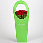 Red Roses in Green Sleeve Bag