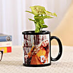 Black Personalised Mug With Syngonium Plant