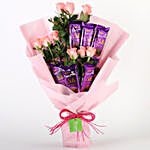 9 Pink Roses Silk Chocolate Bouquet