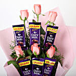6 Pink Roses Chocolate Bouquet