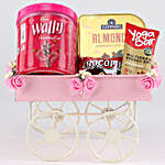 Sweet & Savoury Hamper In Pink Handcart