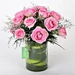 15 Pink Roses Vase Arrangement