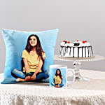 Photo Cushion, Mug & Black Forest Cake Combo