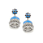 Floral Blue Meenakari Jhumki Earrings