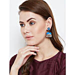 Floral Blue Meenakari Jhumki Earrings