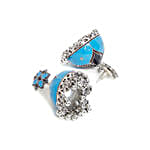 Floral Blue Meenakari Jhumki Earrings