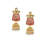 Gold Plated Red Dome Jhumkas