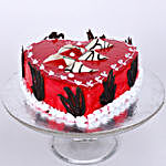 Decorated Red Heart Cake Half Kg Chocolate