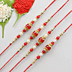 Set Of 4 Beautiful Red Beads Rakhis