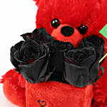 Black Roses & Teddy Bear Combo
