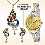 Personalised Watch & Colourful Pendant Set