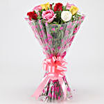 Cheerful Mixed Roses Bouquet & Rakhi