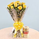 Meenakari Rakhi & Yellow Roses Bouquet