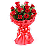 Red Roses Bouquet & Pearl Rakhi