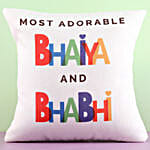 Bhaiya Bhabhi Cushion With Lumba Rakhi Set