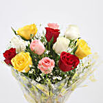 Mixed Roses Bouquet & Pearl Rakhi