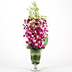 Purple Orchids Vase & Designer Rakhi