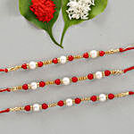 Carnations & Daisy Bouquet With Pearl Rakhi Set
