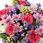 Pink Roses & Daisy Bouquet With Lumba Rakhi Set