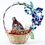 Basket Of Flowers & Chocolate Syrup