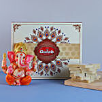 Ganesha With Mukut Idol & Kaju Katli