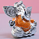 Silver Plated Orange Ganesha Idol