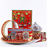 Complete Karwa Chauth Red & Golden Thali Set
