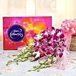 6 Purple Orchids With Cadbury Celebrations
