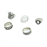Oxidized Silver Plated Ring Set Of 5