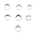 Oxidized Silver Plated Ring Set Of 7