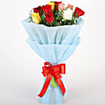 Colourful Mixed Roses Bouquet & Diyas