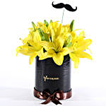 Yellow Lilies Box With Mustache Tag