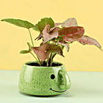 Pink Syngonium Plant In Smiley Mug
